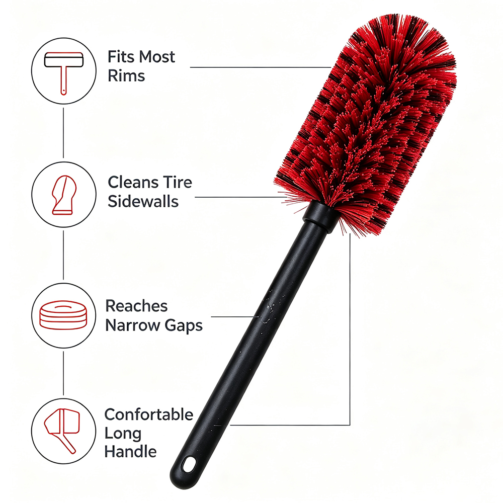 車の合金ホイールクリーニングブラシロングハンドルPP毛付きリ - Wheel Cleaner Alloy のレビューと価格